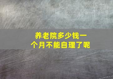 养老院多少钱一个月不能自理了呢