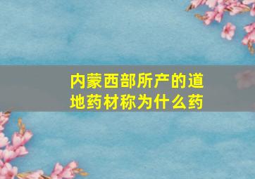 内蒙西部所产的道地药材称为什么药