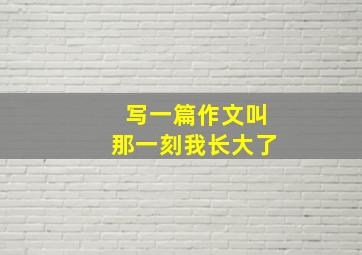 写一篇作文叫那一刻我长大了