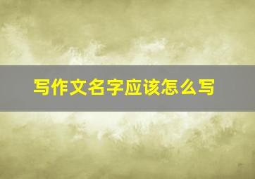 写作文名字应该怎么写