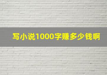 写小说1000字赚多少钱啊