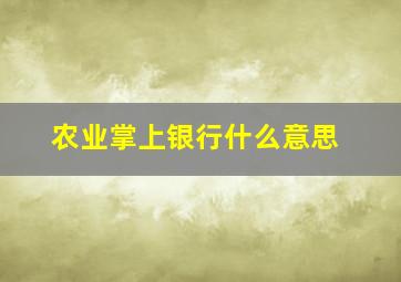 农业掌上银行什么意思