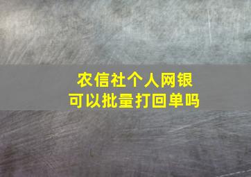 农信社个人网银可以批量打回单吗