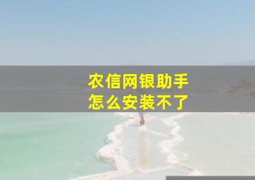 农信网银助手怎么安装不了