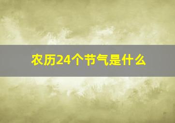 农历24个节气是什么