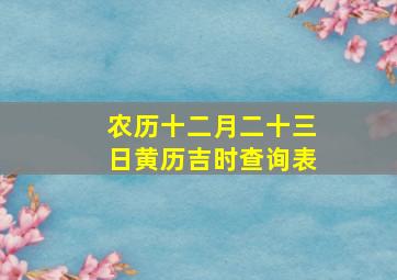 农历十二月二十三日黄历吉时查询表