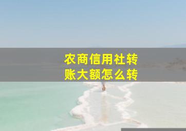 农商信用社转账大额怎么转