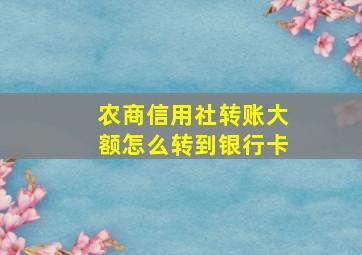 农商信用社转账大额怎么转到银行卡