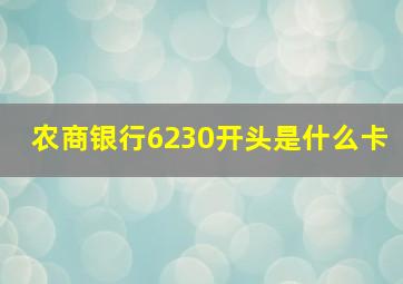 农商银行6230开头是什么卡