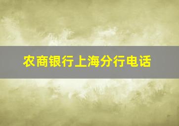 农商银行上海分行电话