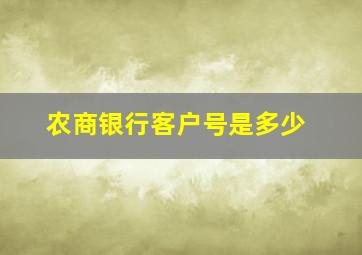 农商银行客户号是多少