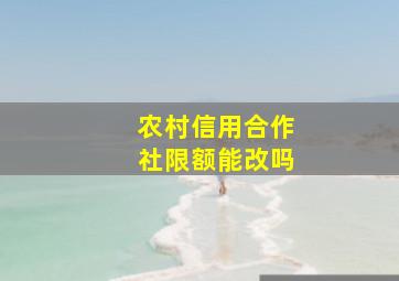 农村信用合作社限额能改吗