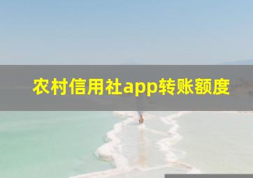 农村信用社app转账额度