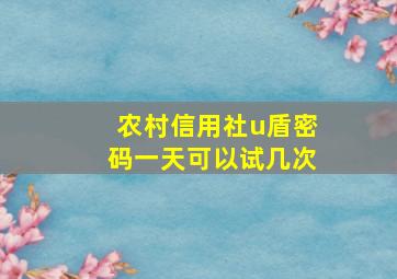 农村信用社u盾密码一天可以试几次