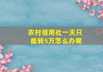 农村信用社一天只能转5万怎么办呢