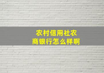 农村信用社农商银行怎么样啊