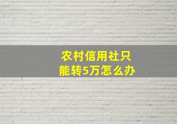 农村信用社只能转5万怎么办