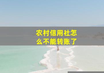 农村信用社怎么不能转账了