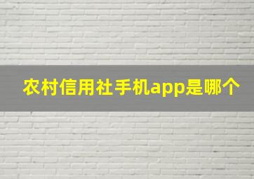 农村信用社手机app是哪个