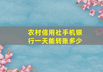 农村信用社手机银行一天能转账多少