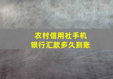 农村信用社手机银行汇款多久到账