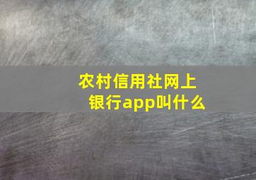 农村信用社网上银行app叫什么