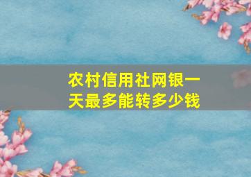 农村信用社网银一天最多能转多少钱