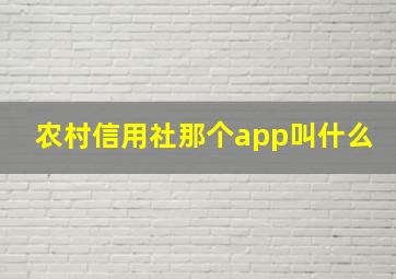 农村信用社那个app叫什么