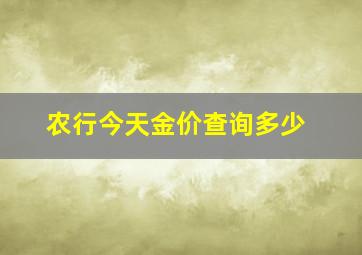 农行今天金价查询多少