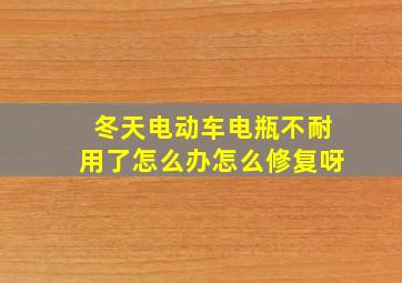 冬天电动车电瓶不耐用了怎么办怎么修复呀