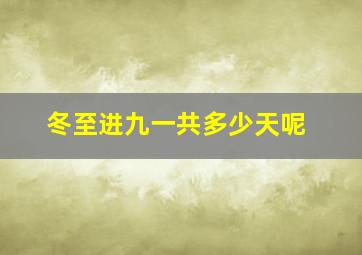 冬至进九一共多少天呢