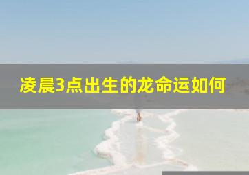 凌晨3点出生的龙命运如何