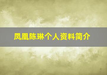 凤凰陈琳个人资料简介