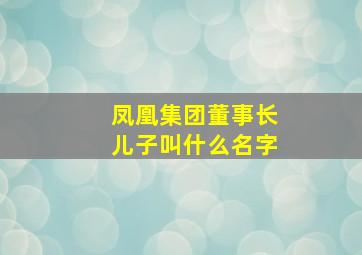 凤凰集团董事长儿子叫什么名字