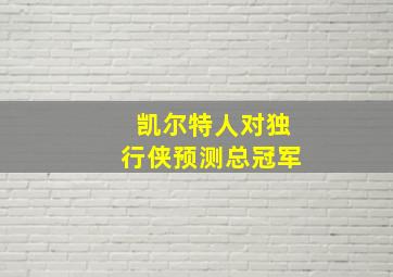 凯尔特人对独行侠预测总冠军