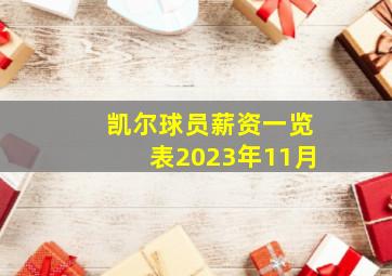 凯尔球员薪资一览表2023年11月