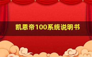 凯恩帝100系统说明书