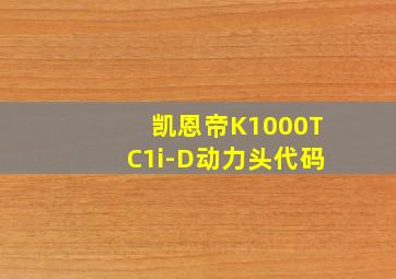 凯恩帝K1000TC1i-D动力头代码