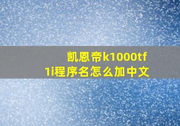 凯恩帝k1000tf1i程序名怎么加中文