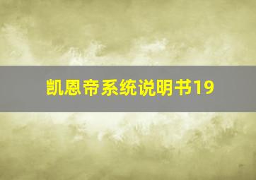 凯恩帝系统说明书19