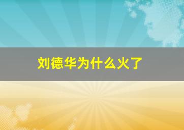 刘德华为什么火了