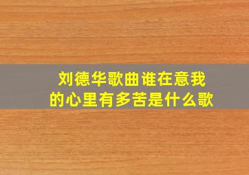 刘德华歌曲谁在意我的心里有多苦是什么歌