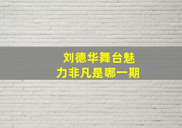 刘德华舞台魅力非凡是哪一期