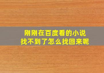 刚刚在百度看的小说找不到了怎么找回来呢