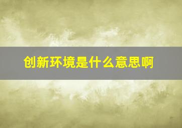 创新环境是什么意思啊