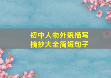 初中人物外貌描写摘抄大全简短句子