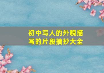 初中写人的外貌描写的片段摘抄大全