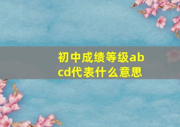 初中成绩等级abcd代表什么意思