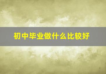 初中毕业做什么比较好