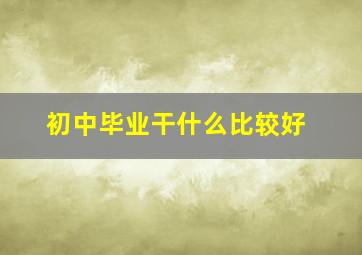 初中毕业干什么比较好